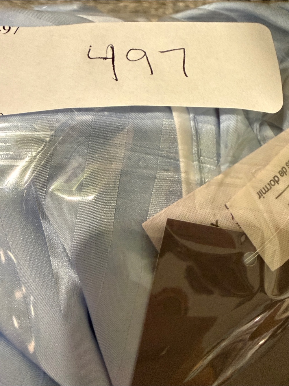 Auden - Light Blue Shadow Striped Satin Sleep Robe - Picture 6 of 6